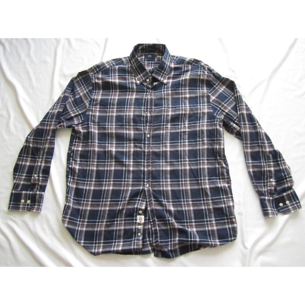 Men's David Chu Lincs Plaid Button Cotton Long Sleeve Shirt‎ Sz XXL (MT522)
